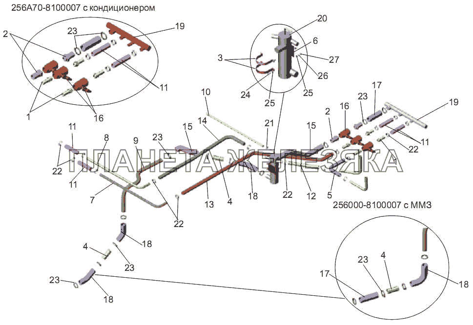 Установка системы отопления в моторном отсеке МАЗ-256 (вариант)