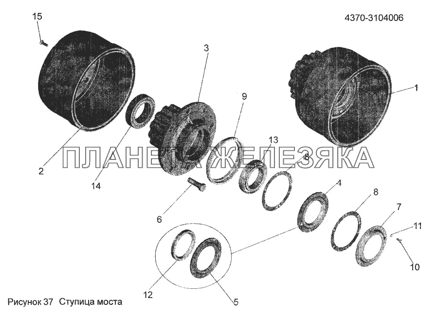 Ступица моста 4370-3104006 МАЗ-256