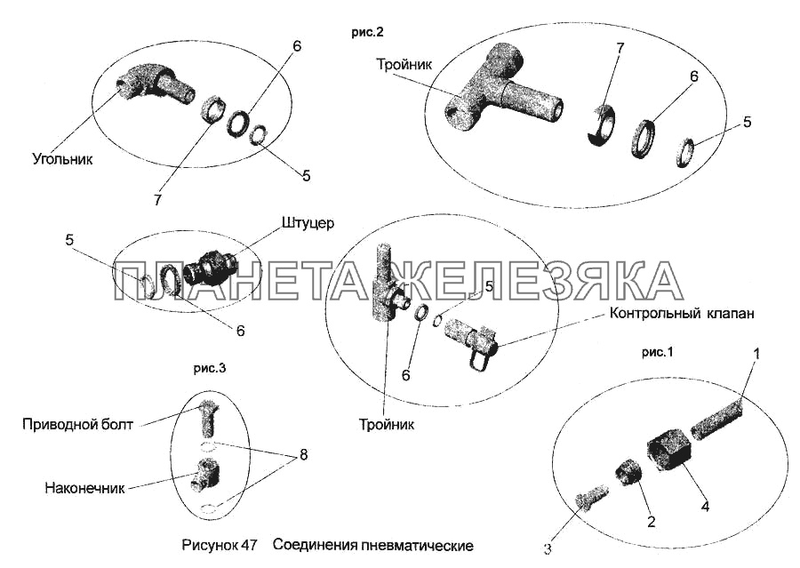 Соединения пневматические МАЗ-256