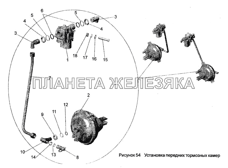 Установка передних тормозных камер МАЗ-256