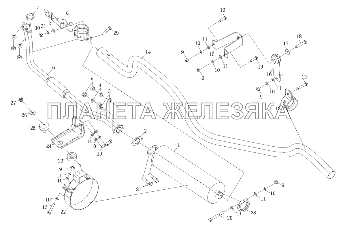Выхлопная система Foton-BJ1039 Выхлопная система Foton-BJ1039