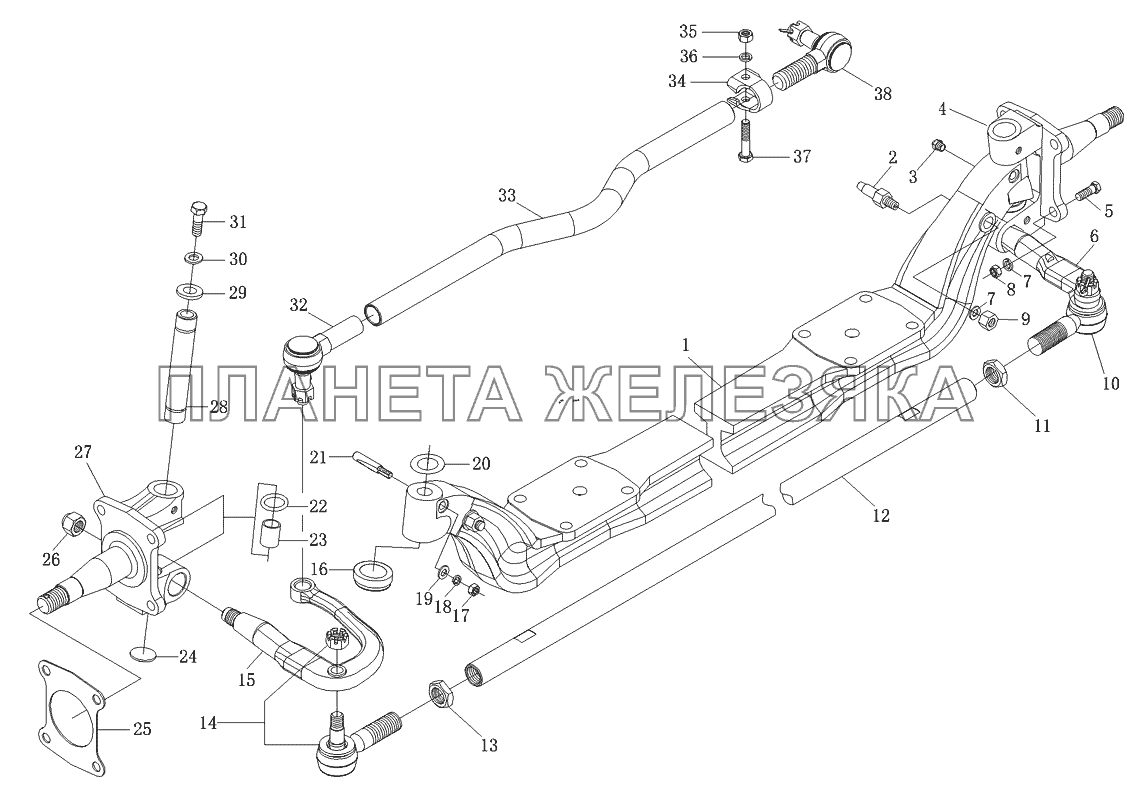 Ось передняя Foton-BJ1039 Ось передняя Foton-BJ1039