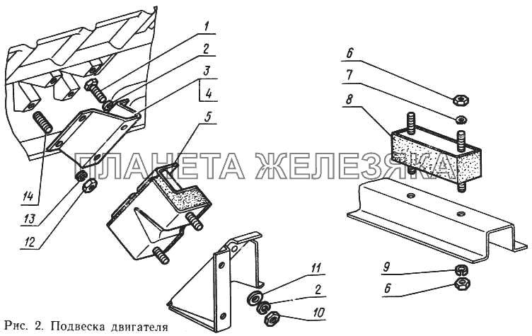 Подвеска двигателя ГАЗ-14 (Чайка)