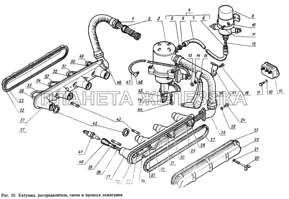 Катушка, распределитель, свечи и привод зажигания ГАЗ-14 (Чайка)