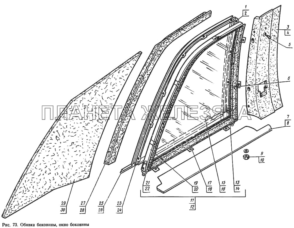 Обивка боковины, окно боковины ГАЗ-14 (Чайка)