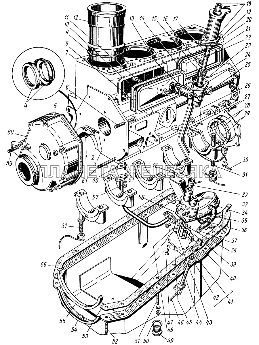 Блок цилиндров ГАЗ-21 (каталог 69 г.)