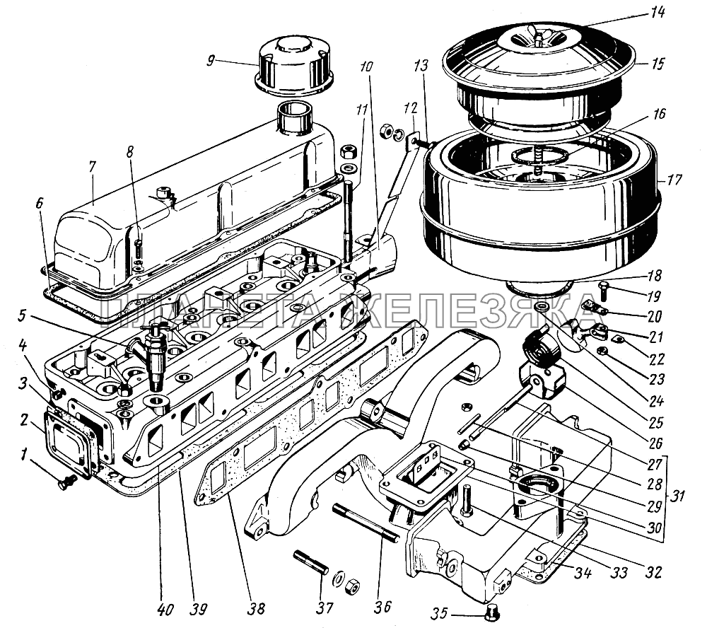 Головка блока цилиндров ГАЗ-21 (каталог 69 г.)