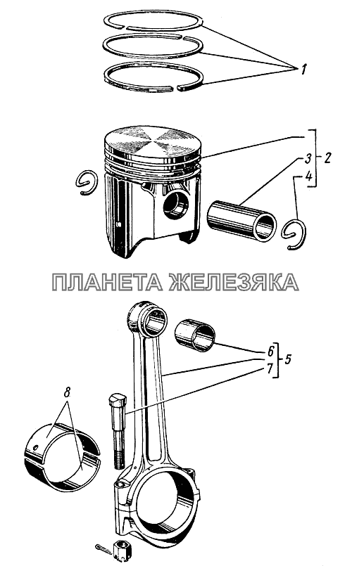 Поршни и шатуны ГАЗ-21 (каталог 69 г.)