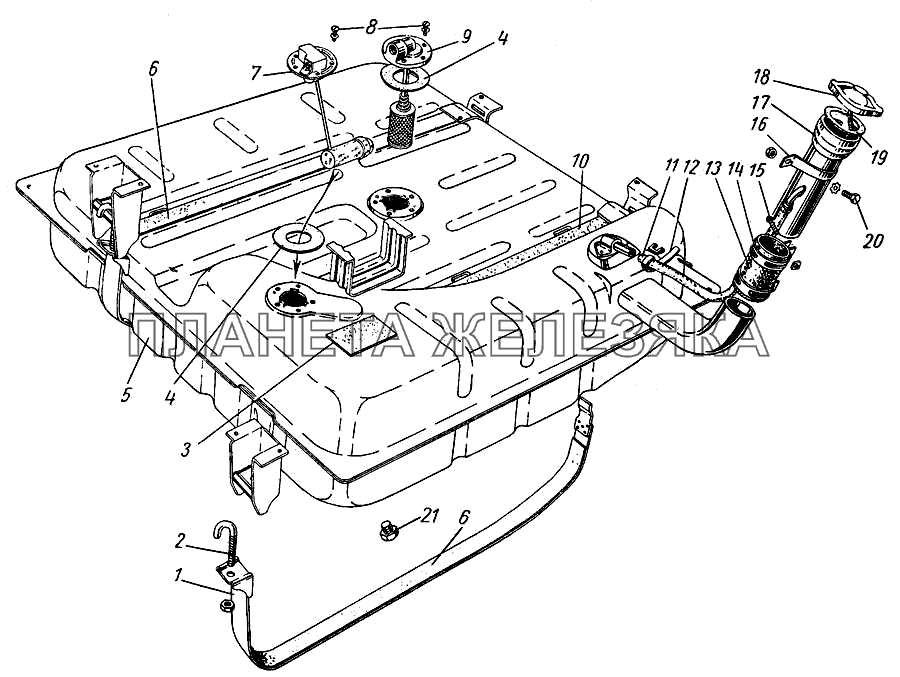 Бензиновый бак (для модели ГАЗ-22В) ГАЗ-21 (каталог 69 г.)