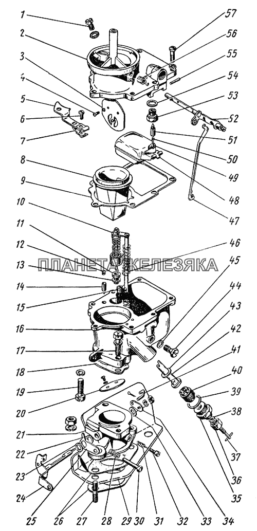 Карбюратор К-22И ГАЗ-21 (каталог 69 г.)