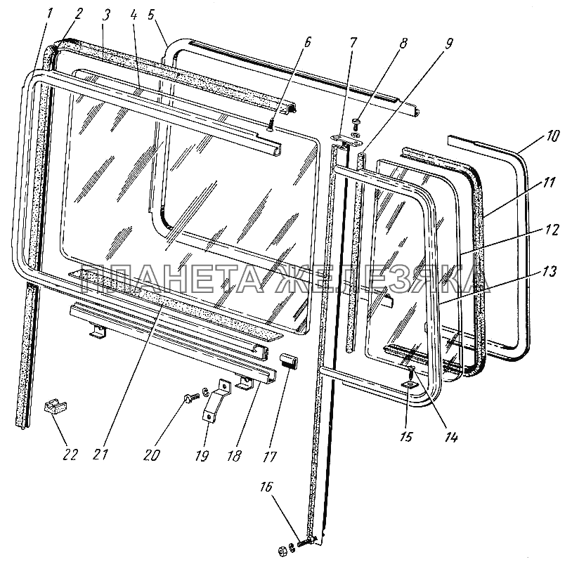 Окно задней двери ГАЗ-21 (каталог 69 г.)