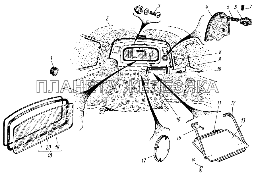 Перегородка кузова ГАЗ-21 (каталог 69 г.)