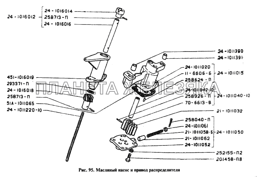 Масляный насос и привод распределителя ГАЗ-24
