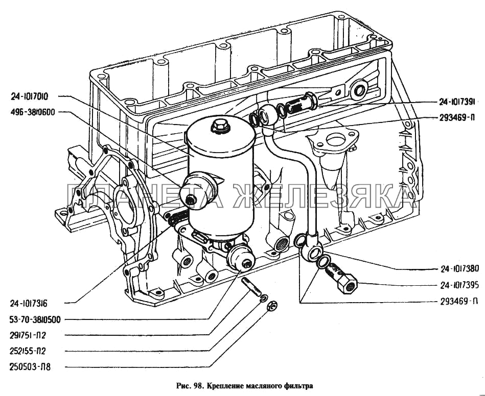Крепление масляного фильтра ГАЗ-24