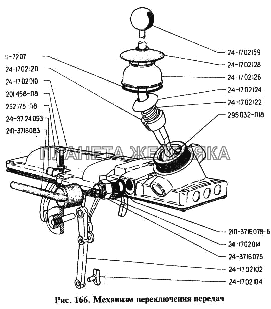 Механизм переключения передач ГАЗ-24