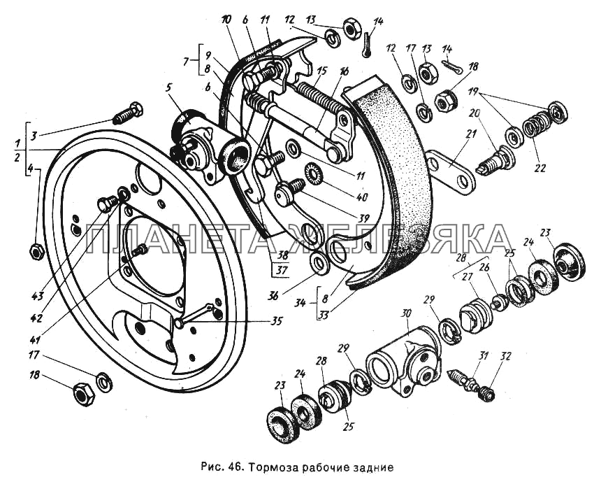 Тормоза рабочие задние ГАЗ-24-10