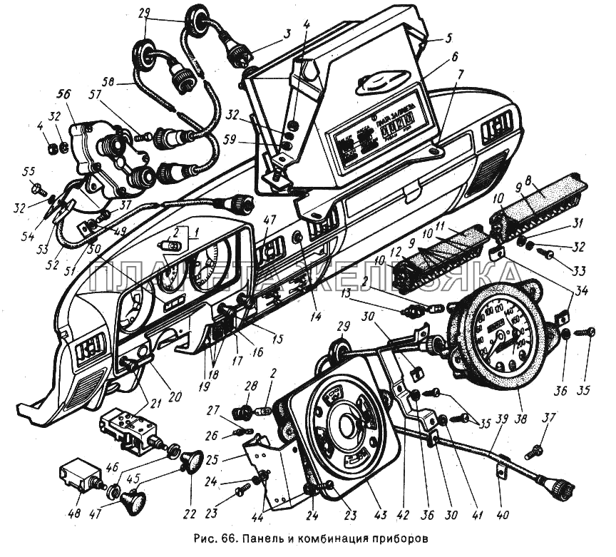 Панель и комбинация приборов ГАЗ-24-10