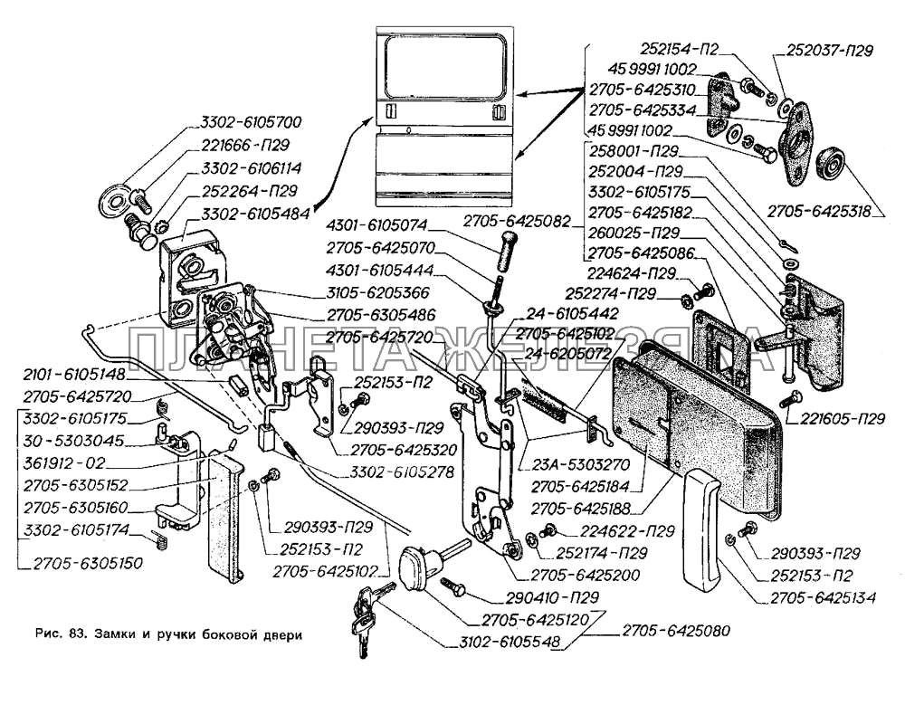 Замки и ручки боковой двери ГАЗ-2705 (ГАЗель)