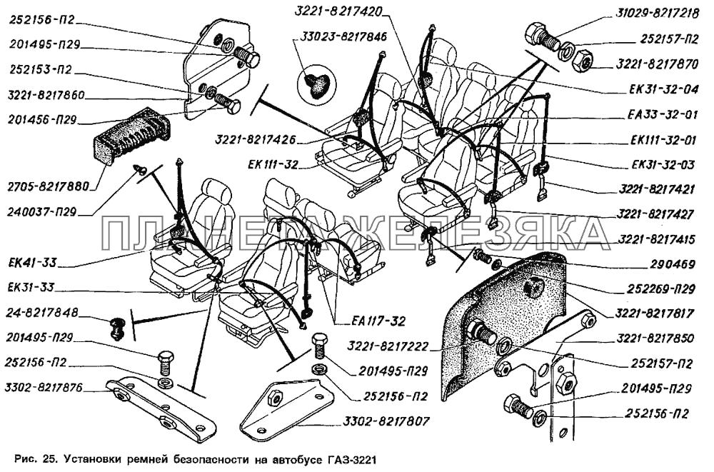 Установка ремней безопасности на автобусе ГАЗ-3221 ГАЗ-2705 (ГАЗель)