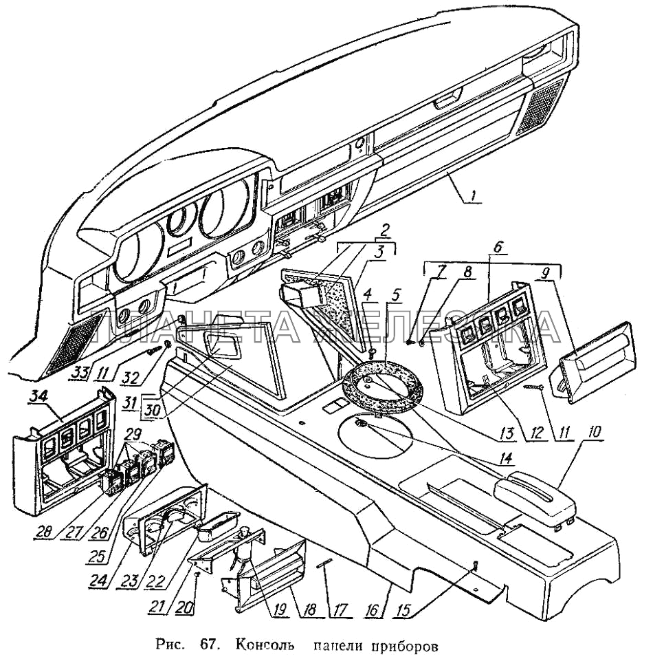 Консоль панели приборов ГАЗ-3102
