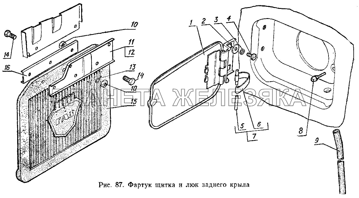 Фартук щитка и люк заднего крыла ГАЗ-3102