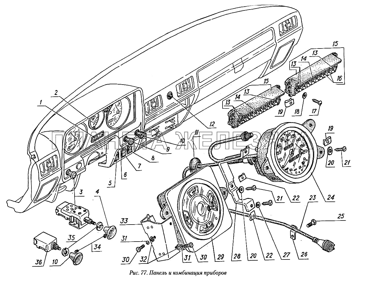 Панель и комбинация приборов ГАЗ-31029