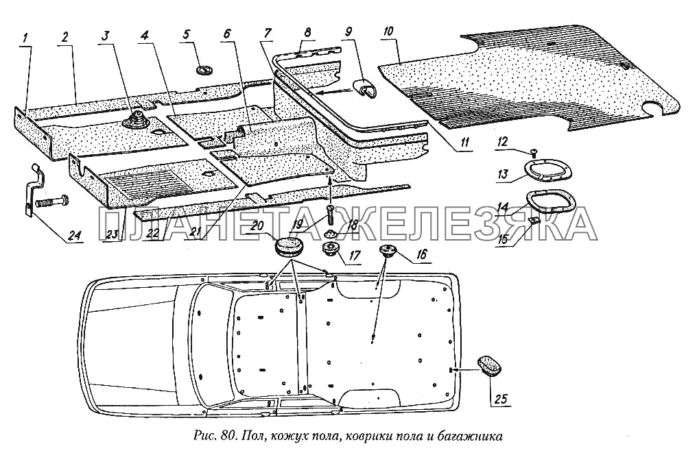 Пол, кожух пола, коврики пола и багажника ГАЗ-31029