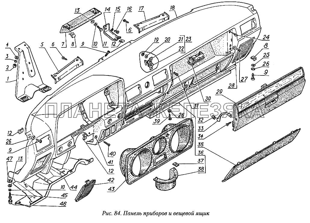 Панель приборов и вещевой ящик ГАЗ-31029