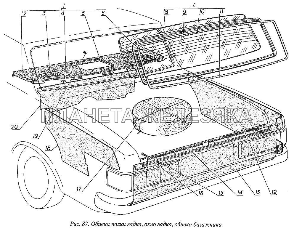 Обивка полки задка, окно задка, обивка багажника ГАЗ-31029