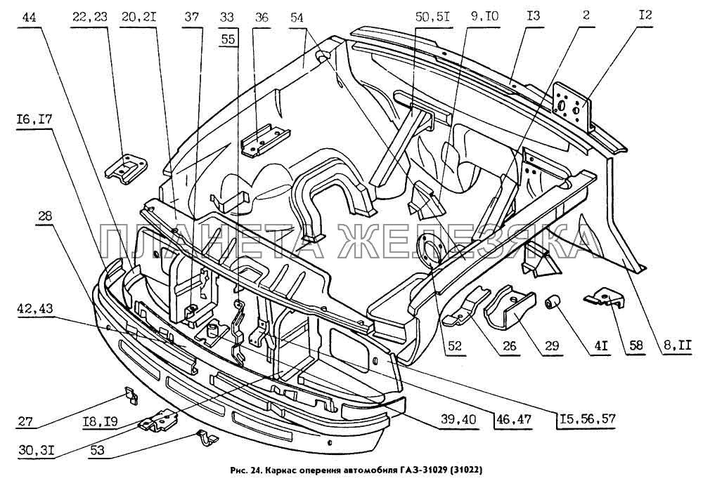 Каркасы оперения Кузов ГАЗ 31029