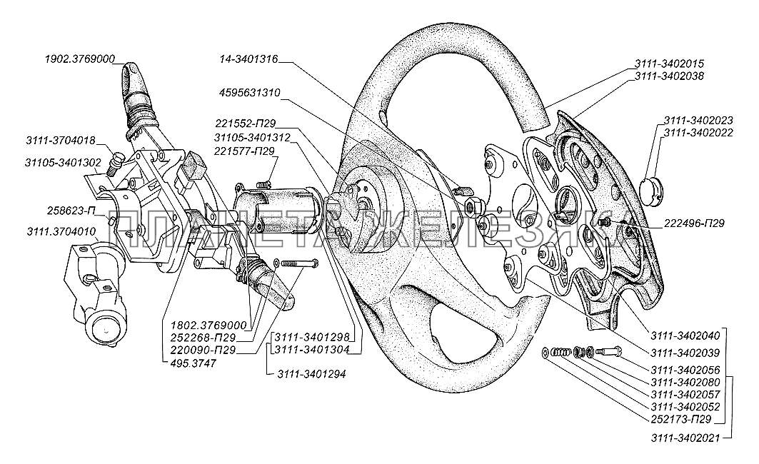 Рулевое колесо, и приборы управления ГАЗ-31105