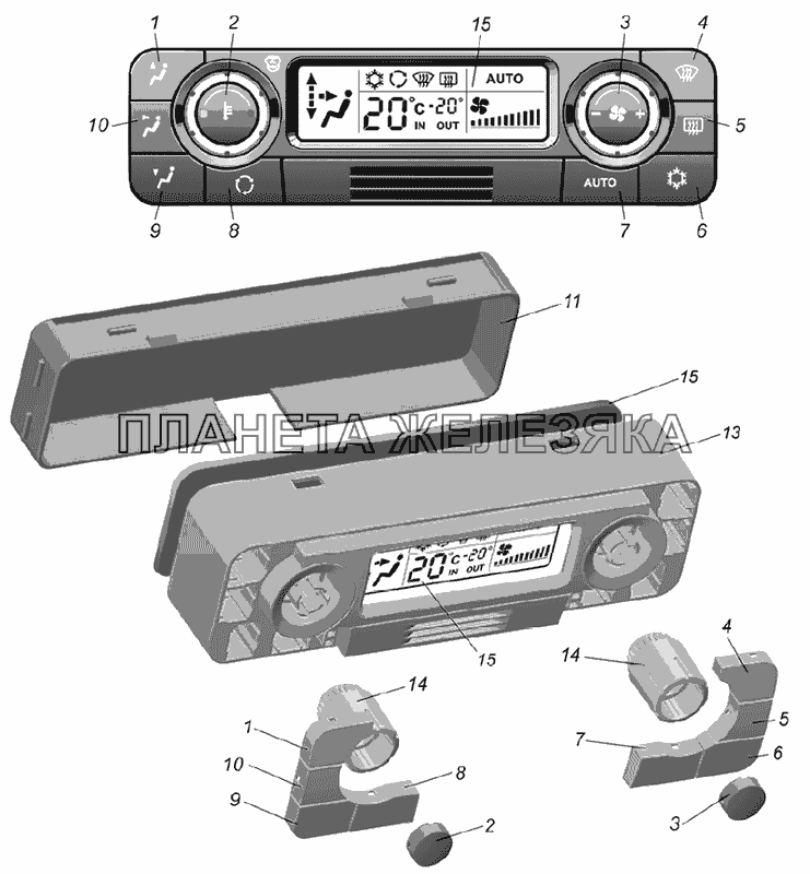 Блок управления климатической установкой ZA.31105-8121020 Облицовка  ГАЗ-31105, 3102