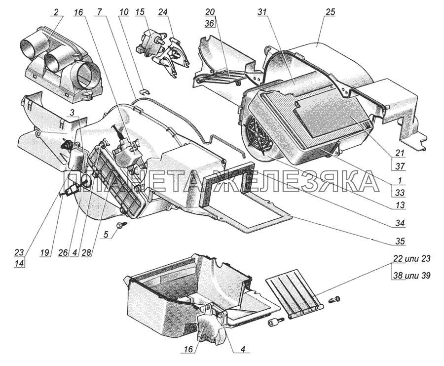 Отопитель а/м ГАЗ-31105 Облицовка ГАЗ-31105, 3102 Отопитель а/м ГАЗ-31105 Облицовка ГАЗ-31105, 3102