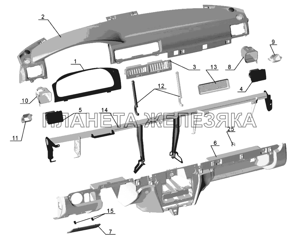Панель приборов для а/м ГАЗ-31105 Облицовка  ГАЗ-31105, 3102