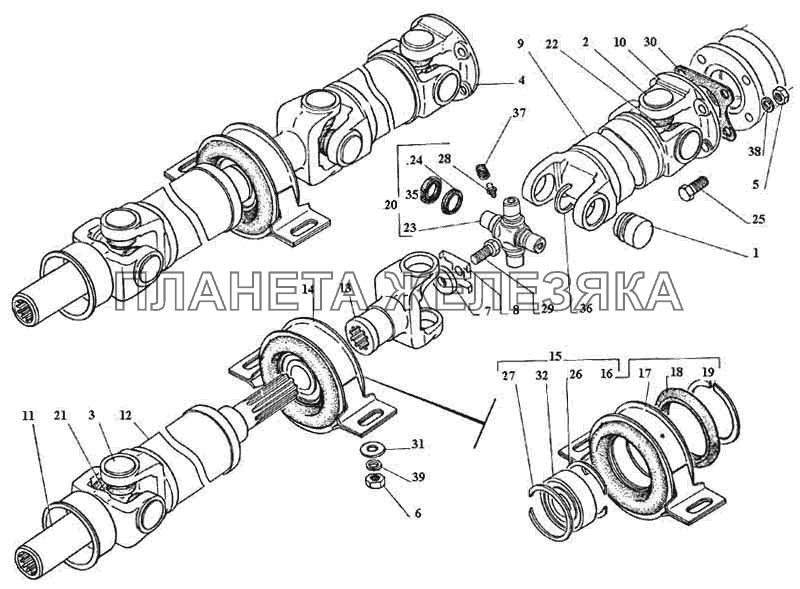 Передача карданная трансмиссии ГАЗ-3111