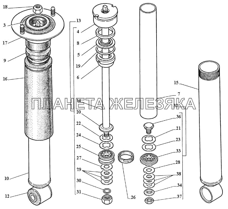 Амортизатор задней подвески, буфер сжатия ГАЗ-3111