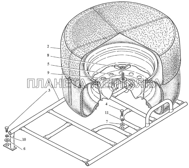 Держатель запасного колеса ГАЗ-3111