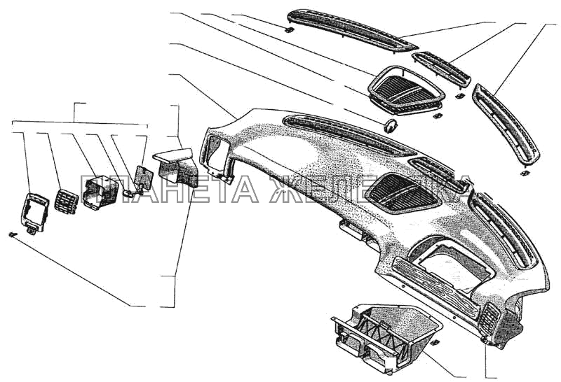 Панель приборов, патрубки вентиляции ГАЗ-3111