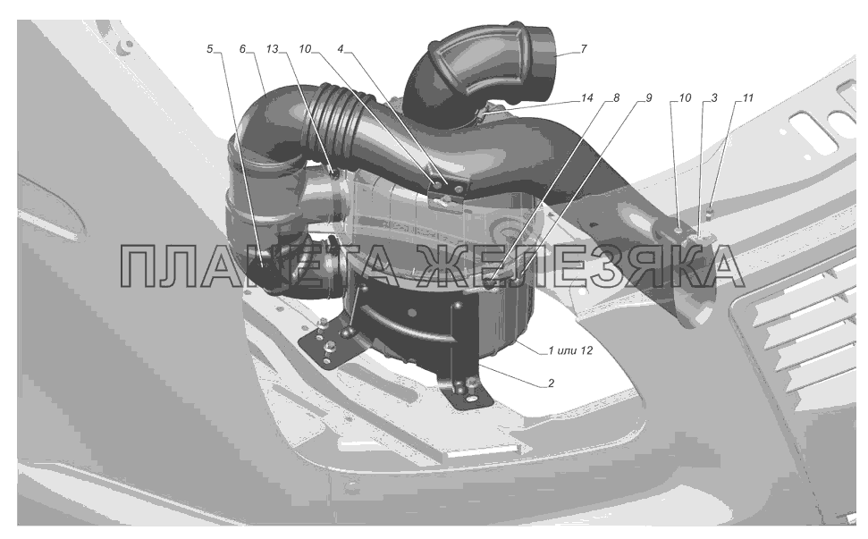 3221-1109002-20. Установка воздушного фильтра ГАЗ-3302 (с двиг. УМЗ)