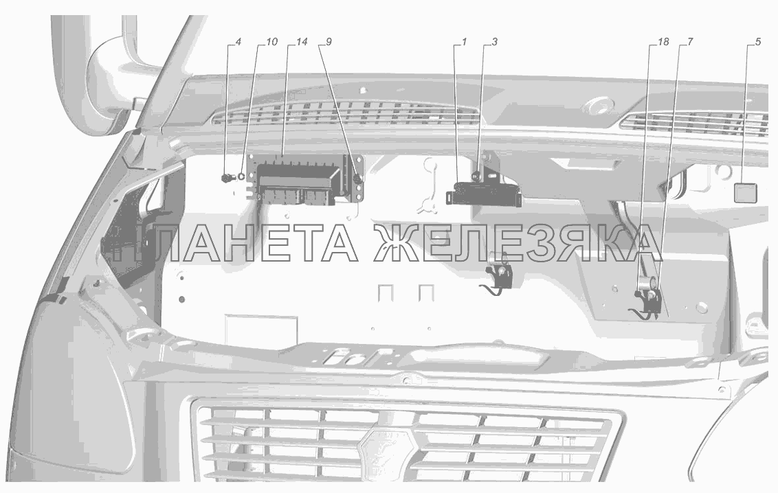 2705-3761002-10. Установка приборов системы управления двигателем ГАЗ-3302 (с двиг. УМЗ)