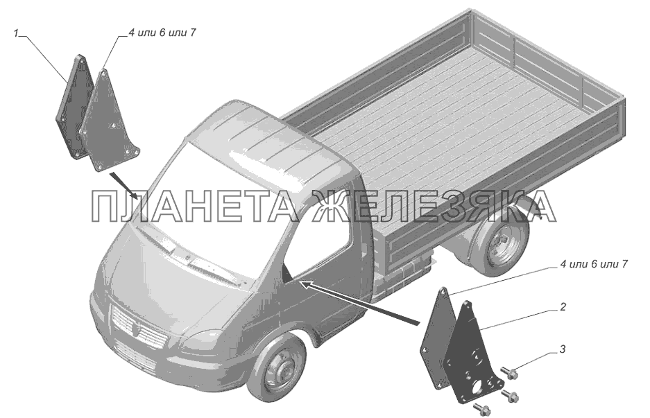 2217-8201002. Установка зеркал заднего вида ГАЗ-3302 (с двиг. УМЗ)