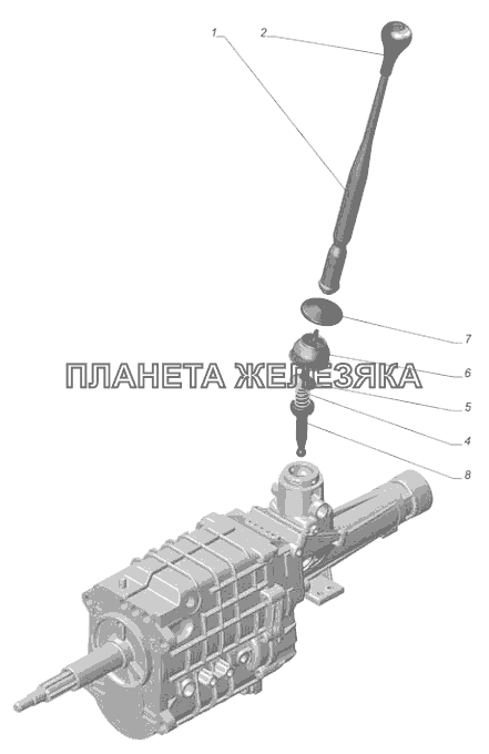3302-1700001. Установка рычага переключения передач ГАЗ-3302 (с двиг. УМЗ)