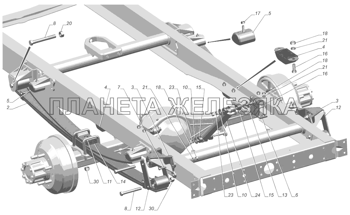 3302-2910001-06. Установка задней подвески ГАЗ-3302 (с двиг. УМЗ)