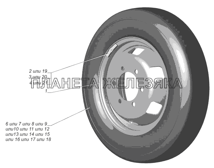 3302-3101011-04. Колесо с шиной ГАЗ-3302 (с двиг. УМЗ)