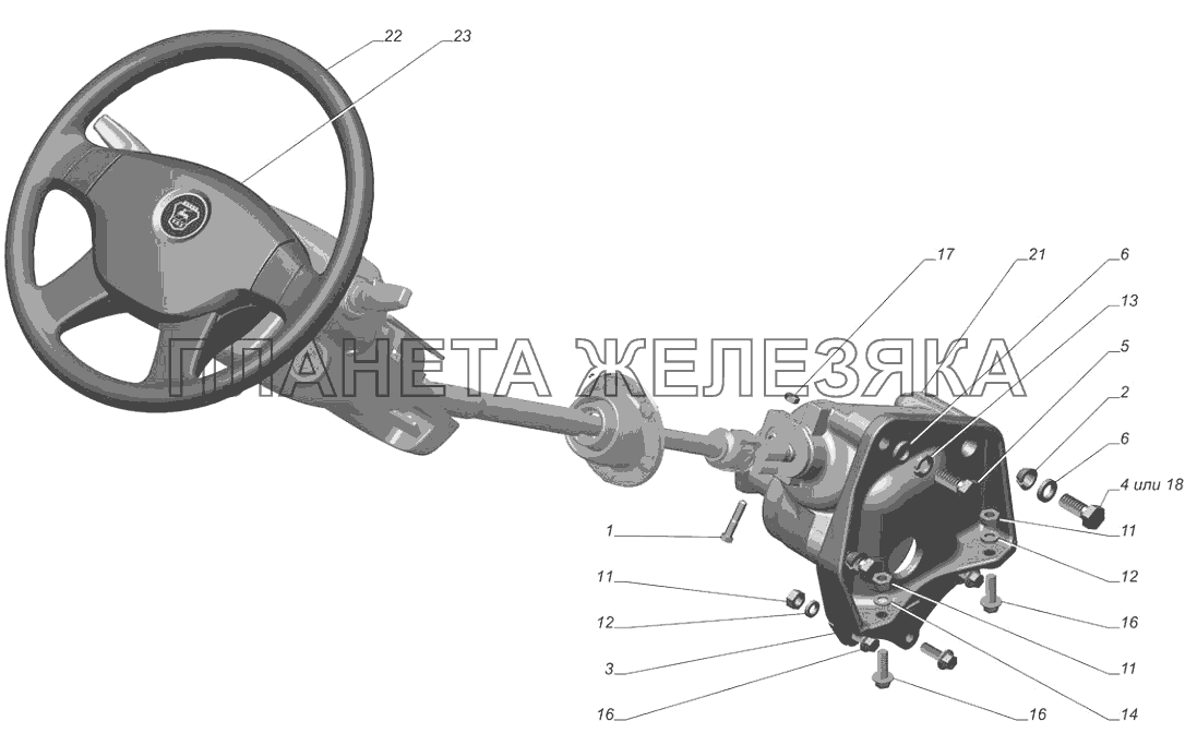 2705-3400001-20. Установка рулевого управления ГАЗ-3302 (с двиг. УМЗ)