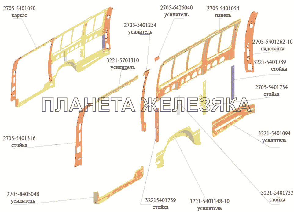 Каркас ГАЗ-3302 (Кузовные дет.)