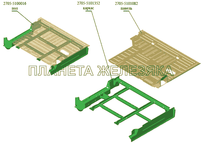 Пол ГАЗ-3302 (Кузовные дет.)