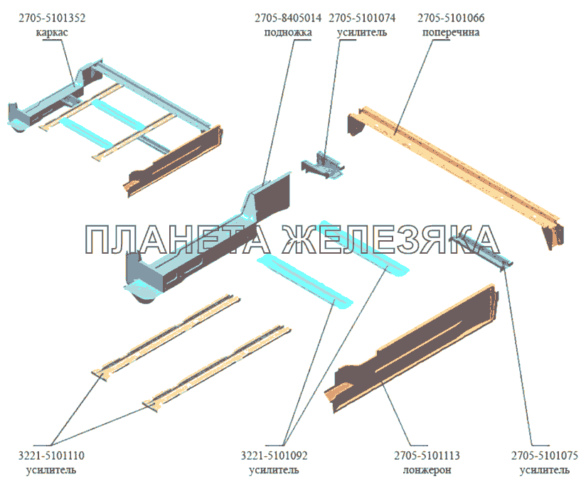 Каркас ГАЗ-3302 (Кузовные дет.) Каркас ГАЗ-3302 (Кузовные дет.)