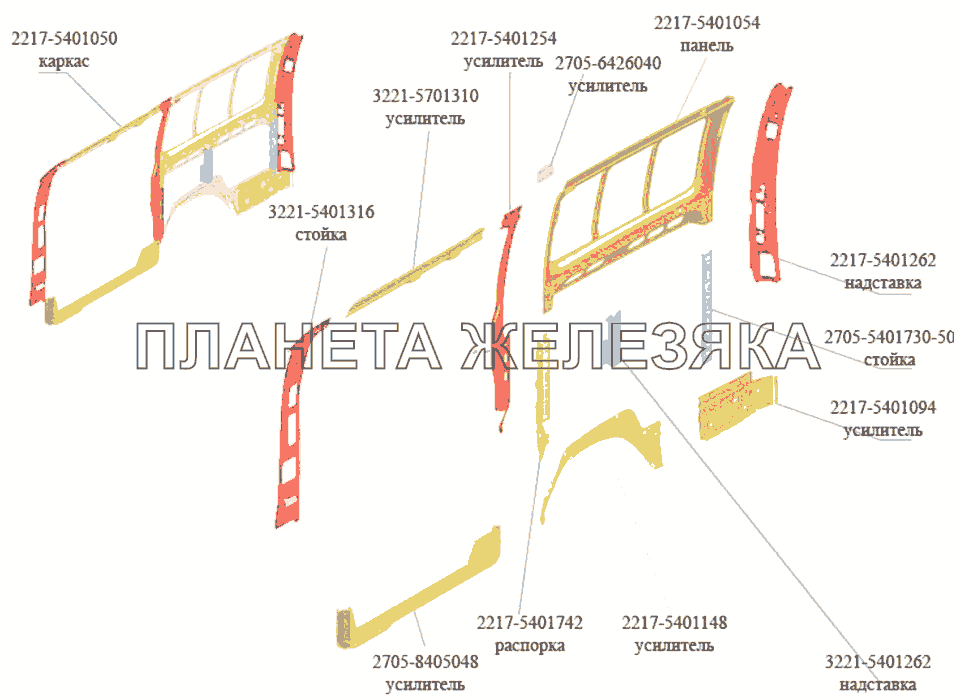 Каркас ГАЗ-3302 (Кузовные дет.)