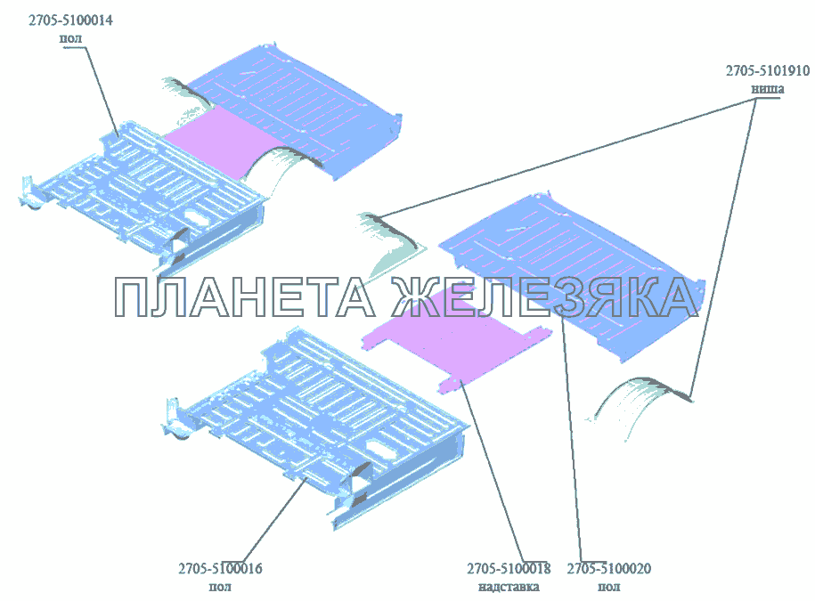 Пол ГАЗ-3302 (Кузовные дет.)